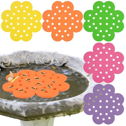 5 Pack Floating Bee Island, 6.5 Inch EVA Flower Shape Bee Watering Station, Bee Bath Bee Drinking Station Waterer & Butterfly Water Stations Butterfly Feeders for Outdoors Thirsty Pollinators Feeding - color: Colorful-5Pc