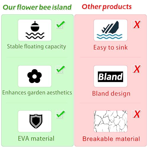 4PCS Bee Watering Station for Garden, 8.66 Inch Flower Floating Bee Island | EVA Foam Butterfly Bee Water Feeder, Floating Bee Waterer Station, Bee Hydration for Bird Bath, Pond, Patio, Outdoor Garden