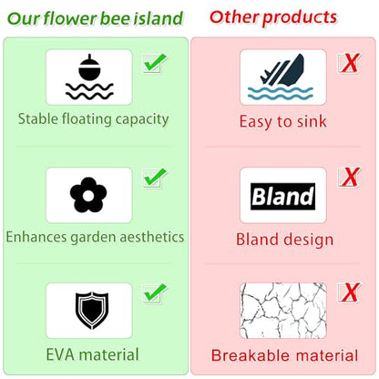 4PCS Bee Watering Station for Garden, 8.66 Inch Flower Floating Bee Island | EVA Foam Butterfly Bee Water Feeder, Floating Bee Waterer Station, Bee Hydration for Bird Bath, Pond, Patio, Outdoor Garden