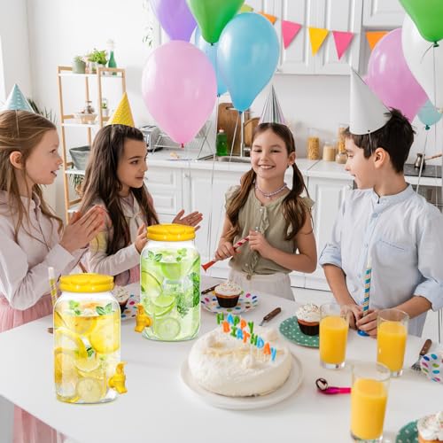 Havawish 2 Pcs 1 Gallon Plastic Beverage Dispenser with Spigot Clear Summer Kitchen Fridge Drink Dispenser for Parties Lemonade Juice Tea Beer Cold Water(Yellow,Cylinder) - color: Yellow, style: Cylinder