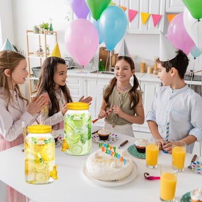 Havawish 2 Pcs 1 Gallon Plastic Beverage Dispenser with Spigot Clear Summer Kitchen Fridge Drink Dispenser for Parties Lemonade Juice Tea Beer Cold Water(Yellow,Cylinder) - color: Yellow, style: Cylinder