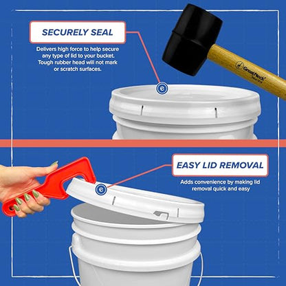 ePackageSupply 5 Gallon Plastic Bucket with Airtight Lid | Made in USA | Food Grade Bucket | BPA-Free | Heavy Duty 90 Mil All Purpose Pail | One 12" Rubber Mallet & One Lid Opener Included | 3 Pack - color: Pink, size: 3 Packs