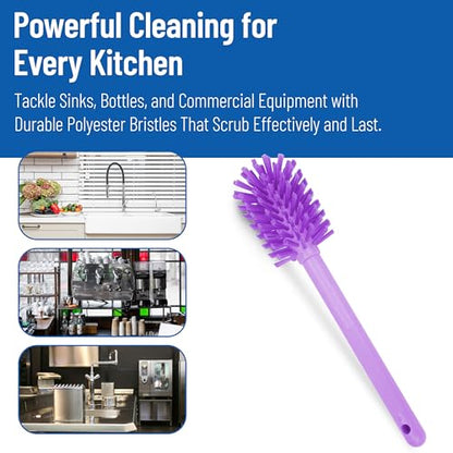 SPARTA Large Water Bottle Brush Ideal for Wide-Mouth Jars, Bottles and Tumblers, Dishwashing Tool with Handle for Home and Commercial Kitchens, Plastic, 12 Inches, Purple - color: Purple