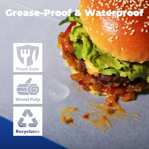 Fit Meal Prep [500 Pack] 12 x 10.75" Wax Paper Sheets for Food, Interfolded Precut Deli Pop Up Grease-Proof Sandwich Paper Wraps, Waterproof for Lunch, Food Basket, Microwave Cover, BBQ - size: 12 x 10.75"