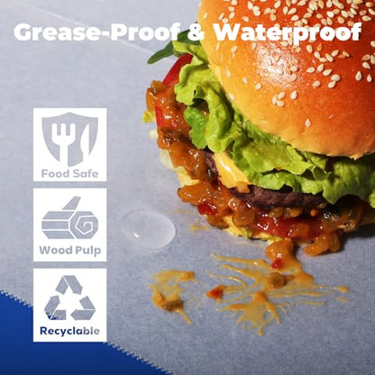 Fit Meal Prep [500 Pack] 12 x 10.75" Wax Paper Sheets for Food, Interfolded Precut Deli Pop Up Grease-Proof Sandwich Paper Wraps, Waterproof for Lunch, Food Basket, Microwave Cover, BBQ - size: 12 x 10.75"