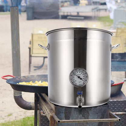 AIZYR Stainless Steel Home Brew Kettle Commercial Stock Pot with Lid, Thermometer, Ball Valve Spigot for Brewing Boiling Cookware,40x40cm - size: 40x40cm