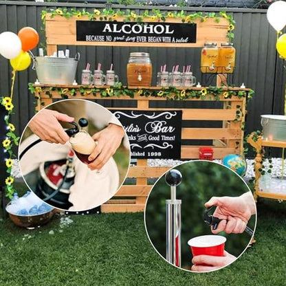 8" Keg Tap Pump - American D-System Beer Keg Tap, Party Beer Keg Hand Pump Tap Kit, Beer Picnic Tap Dispenser for Home Bar, Kegerator Beer Pump with 2 Beer Faucet, Beer Hose and 2 Hose Clamps