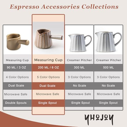 Espresso Cup, Ceramic Espresso Measuring Cup with Handle, Expresso Shots Cups with Spout, Espresso Accessories, 200ML/6 OZ, Dark Agate Red - color: B-Dark Agate Red
