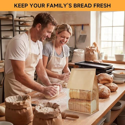 Extra Large Bread Bags for Homemade, 50 Count, 50% Thicker Sourdough Paper With Ties, 15.7 * 10.2 * 5.1 in, Tin Tie Tab Lock Bakery Bags With Window and Sealing Stickers for Storage Packaging Gifting - color: Print
