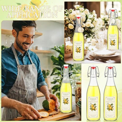 Havawish 10 Pcs 17 oz Swing Top Glass Bottles for Limoncello Homemade Flip Clear Top Bottles with Airtight Cap Lids Labels for Homemade Limoncello Wedding Baby Shower Favors(Round Style) - style: Round Style