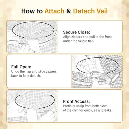 3-Layer Ultra Ventilated Mesh Beekeeping Suit for Men & Women with Veil Sting-Proof Bee Suit with Leather Gloves & Bag - color: Brown, size: XX-Large