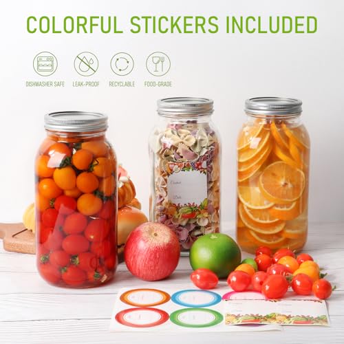 64 oz Wide Mouth Mason Jars 3 Pack, Glass Canning Jars with Airtight Lids | Durable & Leakproof Jars for Pickling,Fermenting,Meal Prep,Reusable Storage Containers, Great Value Set with Secure Packaging