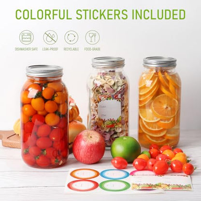 64 oz Wide Mouth Mason Jars 3 Pack, Glass Canning Jars with Airtight Lids | Durable & Leakproof Jars for Pickling,Fermenting,Meal Prep,Reusable Storage Containers, Great Value Set with Secure Packaging