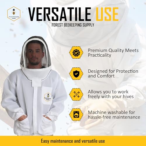 Ventilated Bee Jacket with Fencing Veil Hood - Ultra Light Air Mesh Beekeeper Jacket - size: 3X-Large
