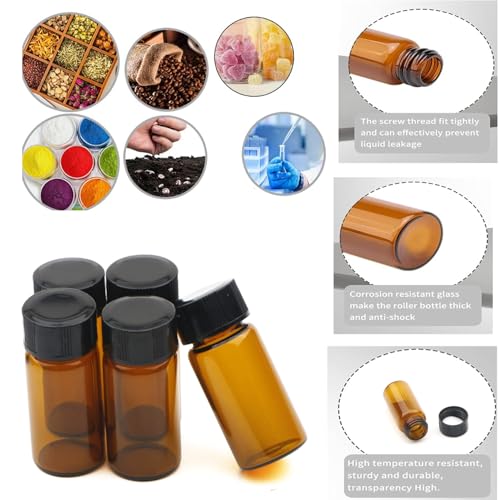 10 pcs 5ml Brown Glass Small Bottles, Screw Cap Lab Vials, Liquid Sample Collection Containers for Lab and Travel - style: 5ML 10- Pack