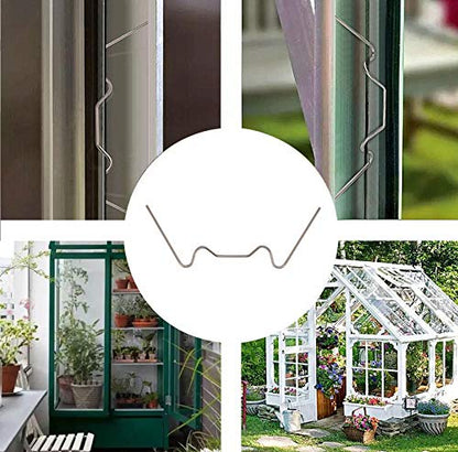 100 PCS Greenhouse Glazing Clips, Stainless Steel W Type Clip, Aluminium Greenhouse Care, W-Wire Green House Fitting - size: 100Pcs