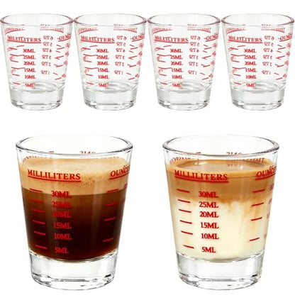 4 Pack Shot Glass Measuring Cup,Espresso Shot Glasses Liquid Heavy,Thick Base Liquid Measuring Cup for Mixing Cocktails Preparing Dessert (1 OZ, 2 TBS, 6 TSP, 30 ML) - color: 4 Pack Shot Glass Measuring Cup