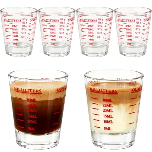 4 Pack Shot Glass Measuring Cup,Espresso Shot Glasses Liquid Heavy,Thick Base Liquid Measuring Cup for Mixing Cocktails Preparing Dessert (1 OZ, 2 TBS, 6 TSP, 30 ML) - color: 4 Pack Shot Glass Measuring Cup