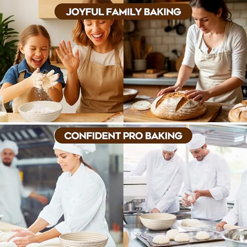 Dimpola Banneton Proofing Basket for Sourdough Bread, Handmade & Natural Rattan - Round Dough Rising Basket for Baking - Perfect for Artisan Breads (Round of 2 Gift Set) - style: Round of 2 Gift Set