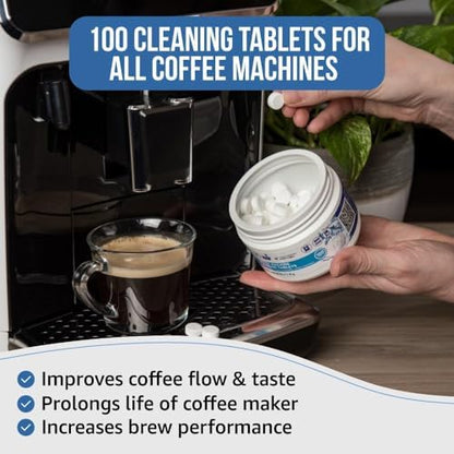 Caffenu Espresso Machine Cleaning Tablets, 100 Count, Use Every 100 Cups