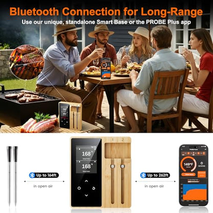 Newise Wireless Meat Thermometer Digital with 2 Probes, Long Range Bluetooth Food Thermometer with Smart APP Alerts for Grill, Birthday Gifts for Men Dad Husband - style: 2 Probes
