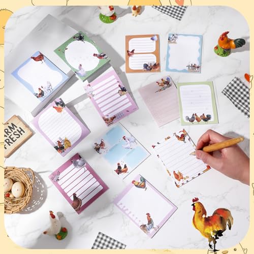 Chiisong 12 Pads Chicken Sticky Notes Cute Sticky Notes 3x4 Roosters Gifts for Women Chicken Funny Memos Animals Notepad Office Supplies Christmas Small Gifts - style: Chicken