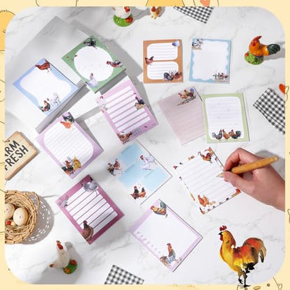 Chiisong 12 Pads Chicken Sticky Notes Cute Sticky Notes 3x4 Roosters Gifts for Women Chicken Funny Memos Animals Notepad Office Supplies Christmas Small Gifts - style: Chicken