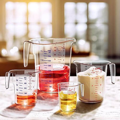 Amazing Abby - Melissa - Plastic Measuring Cups (4-Piece Set), Food-Grade Measuring Jugs, 1/2/4/8-Cup Capacity, Unbreakable, Stackable, Dishwasher-Safe, Great for Oil, Vinegar, Flour, and More - style: 4-Piece Set (1/2/4/8-Cup)