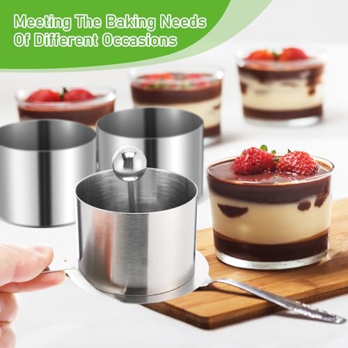 SHINEOFI Round Cake Ring Mold for Baking Stainless Steel Ring Molds for Mousse Dessert Small Pastry Baking Accessories for Home Bakers and Parties