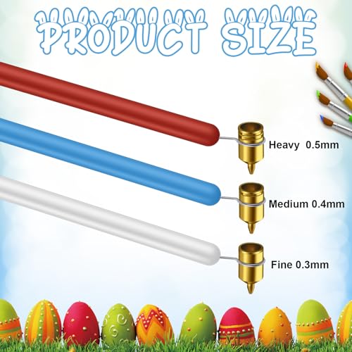 Leriton Set of 3 Pysanky Supplies Kistka Tool 0.3mm 0.4mm 0.5mm Ukrainian Easter Egg Decorating Kit Detailing Fine Brass Tip Hot Wax Pen Art Fluid Painting Pen Touch up Paint Applicator