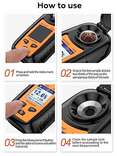 Digital Sugar Brix Refractometer brix Meter Automatic Temperature Compensation Range 0-35%，±0.2% Precision, Perfect for Fruits, Juices, Vegetables, Drinks and Coffee