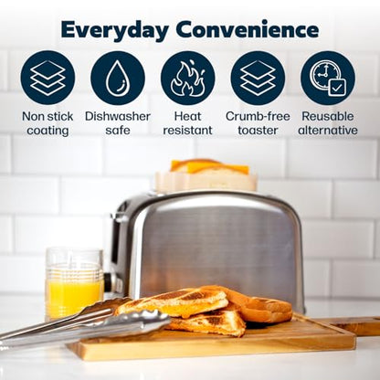 Reusable Toaster Bag - For Grilled Cheese Sandwiches, Pizza Rolls, + - Nonstick Toaster Bags Made of Teflon - BPA & PFOA Free Little Bags - Toaster Bags Reusable Up To 50 Uses (Set of 4)