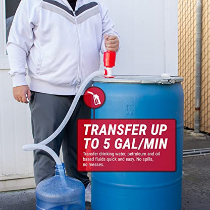 TERA PUMP Large Industrial Barrel Siphon 55-Gallon Drum Pump | BPA-Free, For Drinking Water, Gas, Diesel, 5 GPM - style: 5 GPM