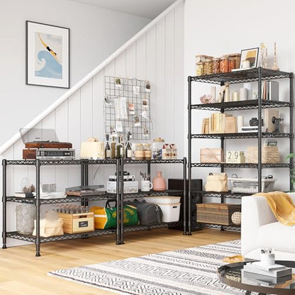 REIBII 6 Tier Shelf Metal Shelving 70"H Storage Shelves Sturdy Wire Rack Shelf Units Adjustable Detachable Storage Shelving Unit for Kitchen Laundry Pantry Garage Commercial 71"H x 21.65"W x 11.8"D - size: 【6 Tier】71"H x 21.65"W x 11.8"D