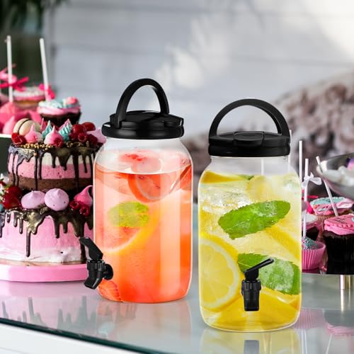 Havawish 2 Pcs 1 Gallon Plastic Beverage Dispenser with Spigot Clear Summer Kitchen Fridge Drink Dispenser for Parties Lemonade Juice Tea Beer Cold Water(Black,Cylinder) - color: Black, style: Cylinder