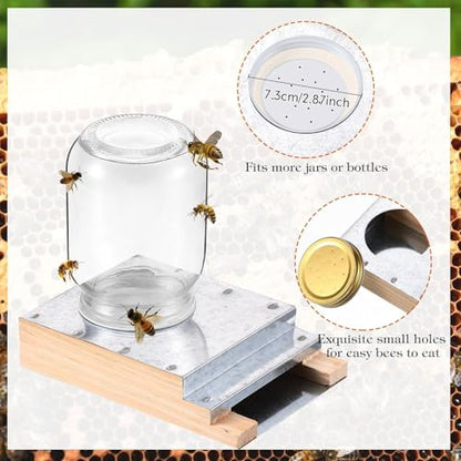 Colingmill 4 Pcs Light Wood Feeder for Hive Front Beehive Entrance Feeders Bee Watering Station Feeding Equipment Beekeeper Drinking Tool Beekeeping Equipment for Feeding Water or Sugar Syrup