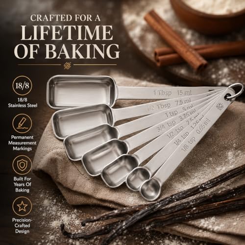 King Arthur Baking Company Spice Measuring Spoons, 18/8 Stainless Steel, 7-Piece Set, Precision Measures, For Baking And Cooking - style: Stainless Steel, 7-Piece Set
