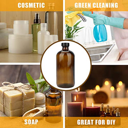 Maredash 16oz Glass Bottles, 12 Pack amber Glass Storage Bottles Sets with Lids,Amber Glass Bottle,Brown glass bottles