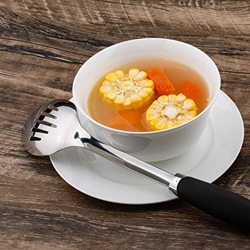 Stainless Steel Cooking Spoon, Solid Serving Spoon and Basting Spoon with Ergonomic Handle for Stirring, Mixing, Serving and Sauces, Dishwasher Safe - color: B-Silver Spoon