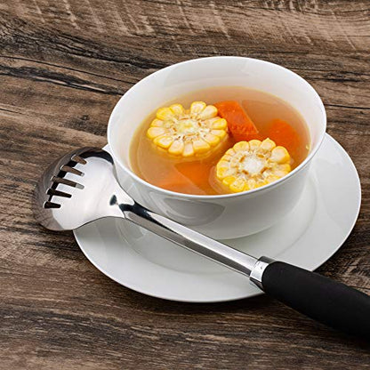 Stainless Steel Cooking Spoon, Solid Serving Spoon and Basting Spoon with Ergonomic Handle for Stirring, Mixing, Serving and Sauces, Dishwasher Safe - color: B-Silver Spoon