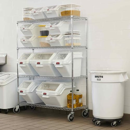 Rubbermaid Commercial Products ProSave Shelf Food Ingredient Bin with Scoop 100-Cup White Kitchen Food Storage Sugar/Grains/Rice/Baking Supplies