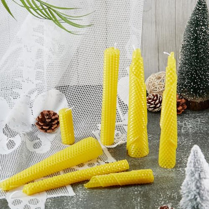 Moinchore 24 Pcs Beeswax Making Kit, 8 x 8 Inch Vibrant Colors Beeswax Sheet for Making with 1 Roll Cotton Wick, DIY Craft Rolling Supplies for Christmas Handmade Crafts Gift(Yellow)