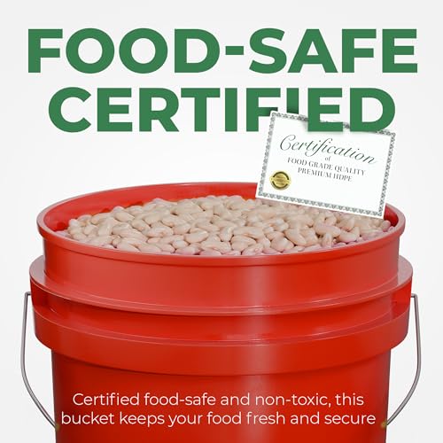 EconoHome 5-Gallon Red Bucket Pail Container with Lid | Metal Handles with Plastic Grip | Easy Stack and Store | Heavy-Duty, Approx 90 MIL, Extra Durable | Food Grade | BPA Free - 2 Pack - color: Red, size: 2 Pack