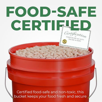 EconoHome 5-Gallon Red Bucket Pail Container with Lid | Metal Handles with Plastic Grip | Easy Stack and Store | Heavy-Duty, Approx 90 MIL, Extra Durable | Food Grade | BPA Free - 2 Pack - color: Red, size: 2 Pack