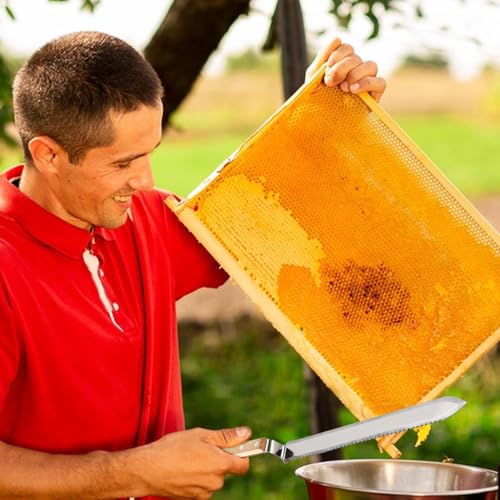 Uncapping Beekeeping Cutter – Stainless Steel Serrated Blade, Honey Bee Cutter, Hive Hand Tool | Beekeeper Equipment for Easy Honey Extraction, Durable Uncapping Tool for Frames, Wax Removal - color: Double sided
