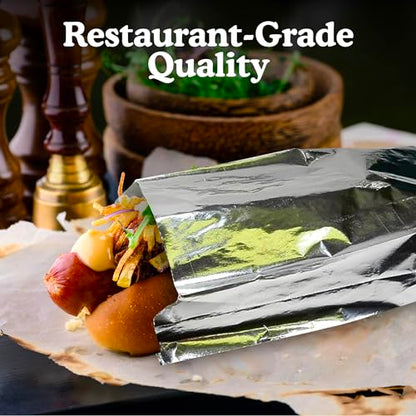 Regency Wraps Grease Resistant Serving Snack Bags, Foil-Lined Bags to Retain Heat, Perfect for Hot Dogs, Burritos, and More, 8.25” x 3.5” x 1.4" (Pack of 25) - size: Pack of 25, style: Hot Dog Bag