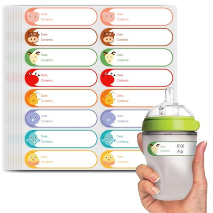 512pcs 1" x 4" Baby Milk Bottle Labels to Write On, No Residue Food Storage Labels for Kitchen, Mason Jar Labels, Freezer Labels Removable, Food Labels Cartoon Waterproof - color: Baby - 8 Colors