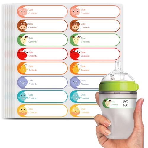 512pcs 1" x 4" Baby Milk Bottle Labels to Write On, No Residue Food Storage Labels for Kitchen, Mason Jar Labels, Freezer Labels Removable, Food Labels Cartoon Waterproof - color: Baby - 8 Colors
