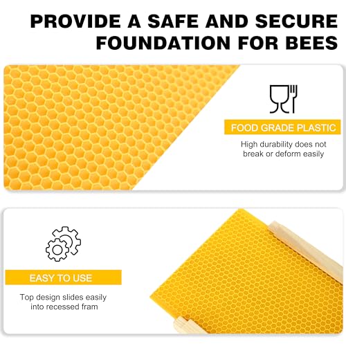 Beehive Wax Coated Foundation Sheet,5-5/8-Inch Medium Beeswax Foundation Sheets,20 Pcs Plastic Bee Hive Foundation Sheet,Beehive Foundation Sheet Fit Medium Frame Beekeeping Supply - color: 20pcs-Super