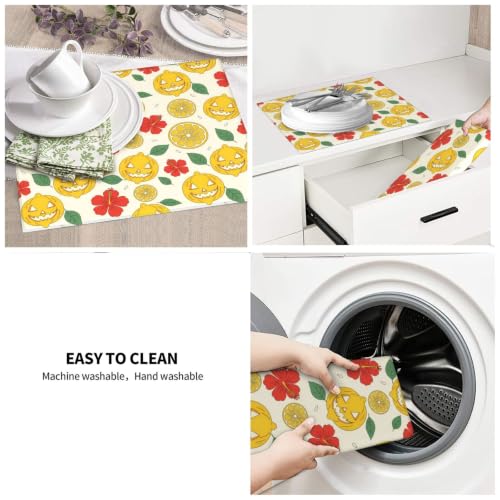 Lemon Lanterns Hibiscus Flowers Dish Drying Mats for Kitchen Counter, Super Absorbent Microfiber Drainer Pad, Washable Reversible Appliance Protector, Everyday Kitchen Must-Have, 16x18 Inch - color: Lemon Lanterns Hibiscus Flowers